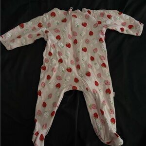 Strawberry Print Pink Kids One Piece